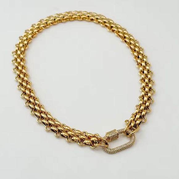 Double Link 18K Gold Stainless Steel Elegant Gold Chain Necklace - Picture 1 of 9